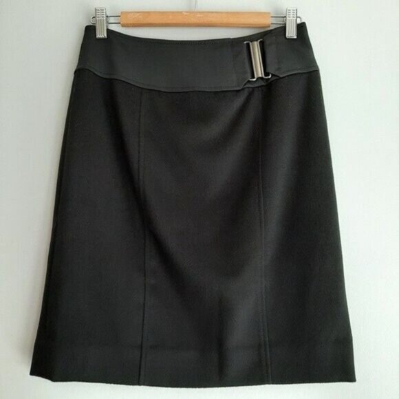 CARLISLE Wool Cashmere Blend Knee Length Pencil Skirt Black Sz 4 - Picture 2 of 8